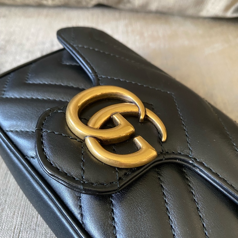 ✨IMMACULATE PRISTINE ✨ 💯% AUTHENTIC GG Marmont matelassé leather super mini bag - Picture 4 of 7